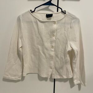 Women’s ASOS White Button-Up Cardigan Shirt Top Long Sleeve Size M